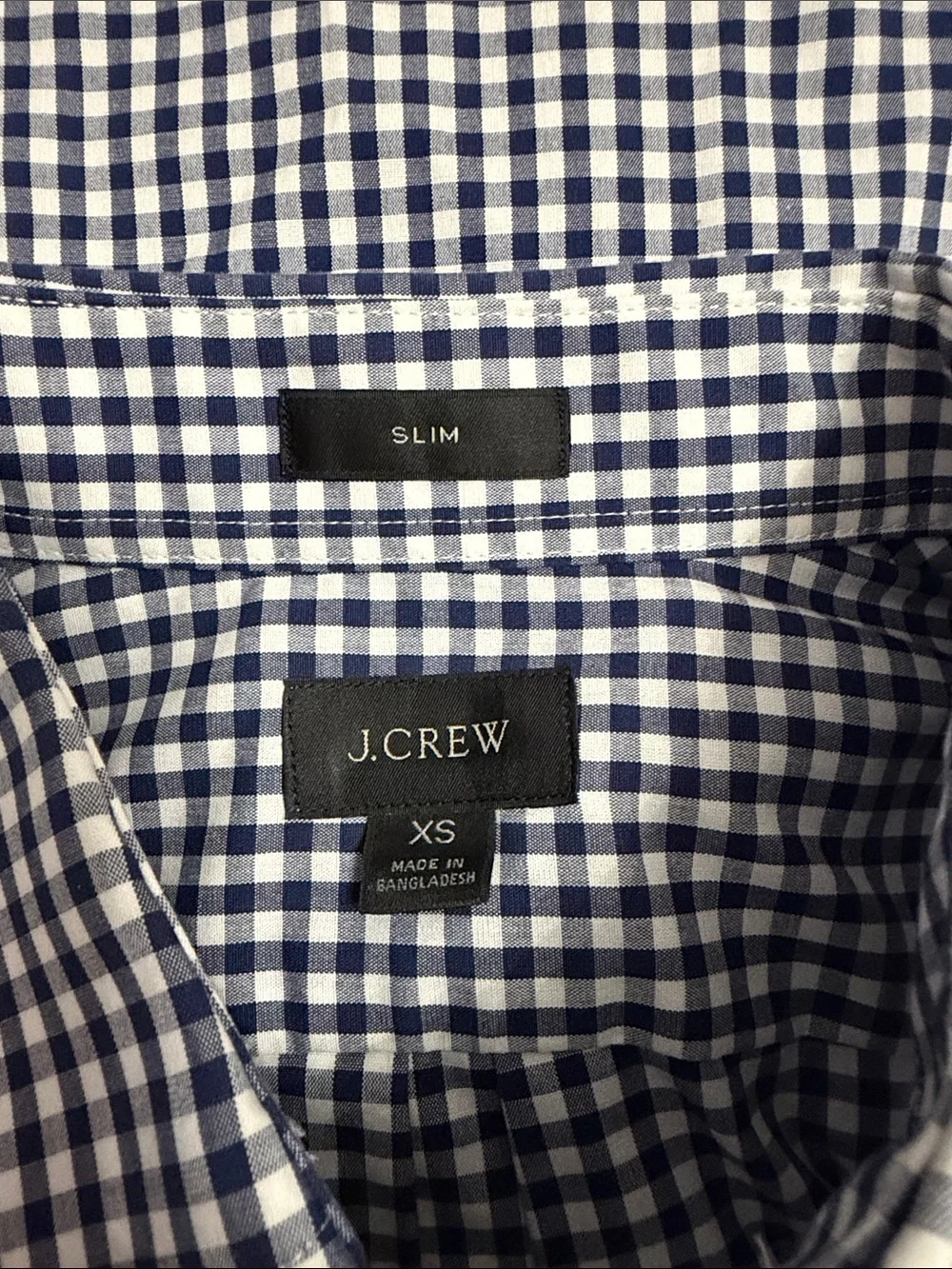J. Crew Navy and White Gingham Button-Down Shirt